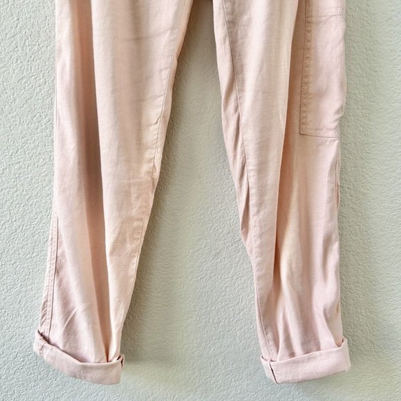 Anthropologie Elevenses Blush Romy Paper Bag Linen Pants Size XS - Picture 7 of 8